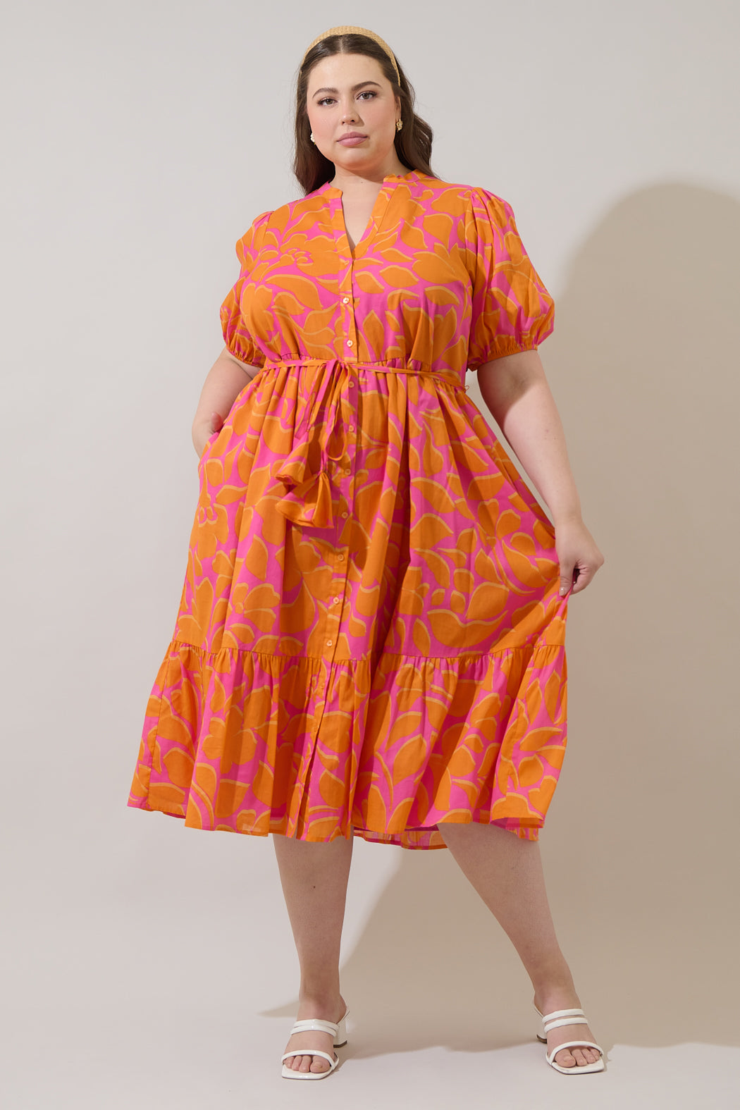Bracha Floral Beth Button Down Midi Dress Curve Sugarlips Bracha Floral Beth Button Down Midi Dress Curve Sugarlips