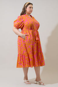 Bracha Floral Beth Button Down Midi Dress Curve