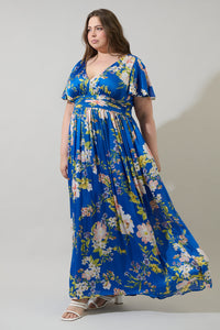 Solary Floral Eloray Pleated Maxi Dress Curve