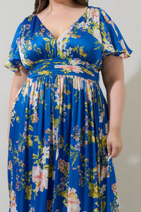 Solary Floral Eloray Pleated Maxi Dress Curve