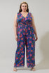 Wendey Floral Tilda Plunging Neckline Jumpsuit Curve
