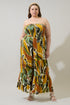 Renia Tropical Eve Strapless Smocked Jumpsuit Curve