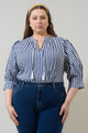 Glenda Stripe Irina Split Neck Top Curve