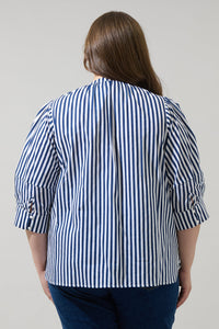 Glenda Stripe Irina Split Neck Top Curve