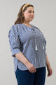 Glenda Stripe Irina Split Neck Top Curve