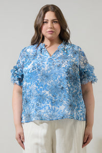 Tierra Floral Endry Ruffle Blouse Curve