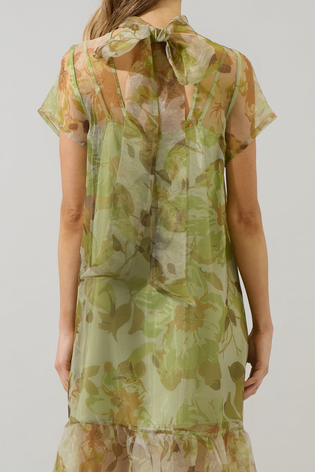 Ellery Floral Dime Organza Maxi Dress GREEN-MULTI / XS by Sugarlips Ellery Floral Dime Organza Maxi Dress GREEN-MULTI / XS by Sugarlips