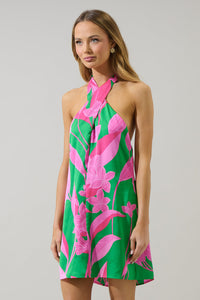 Zarae Blossom Lissa Halter Shift Mini Dress