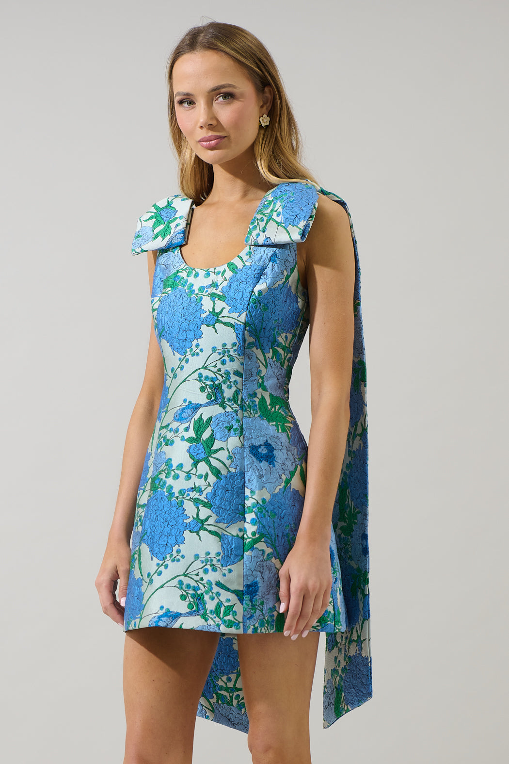 Willa Floral Jacquard Bow Sash Dress XL