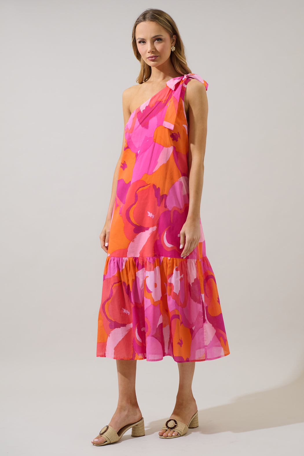 Merim Floral Nicol One Shoulder Midi Dress Sugarlips Merim Floral Nicol One Shoulder Midi Dress Sugarlips
