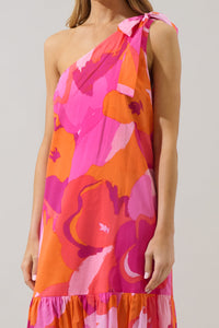 Merim Floral Nicol One Shoulder Midi Dress