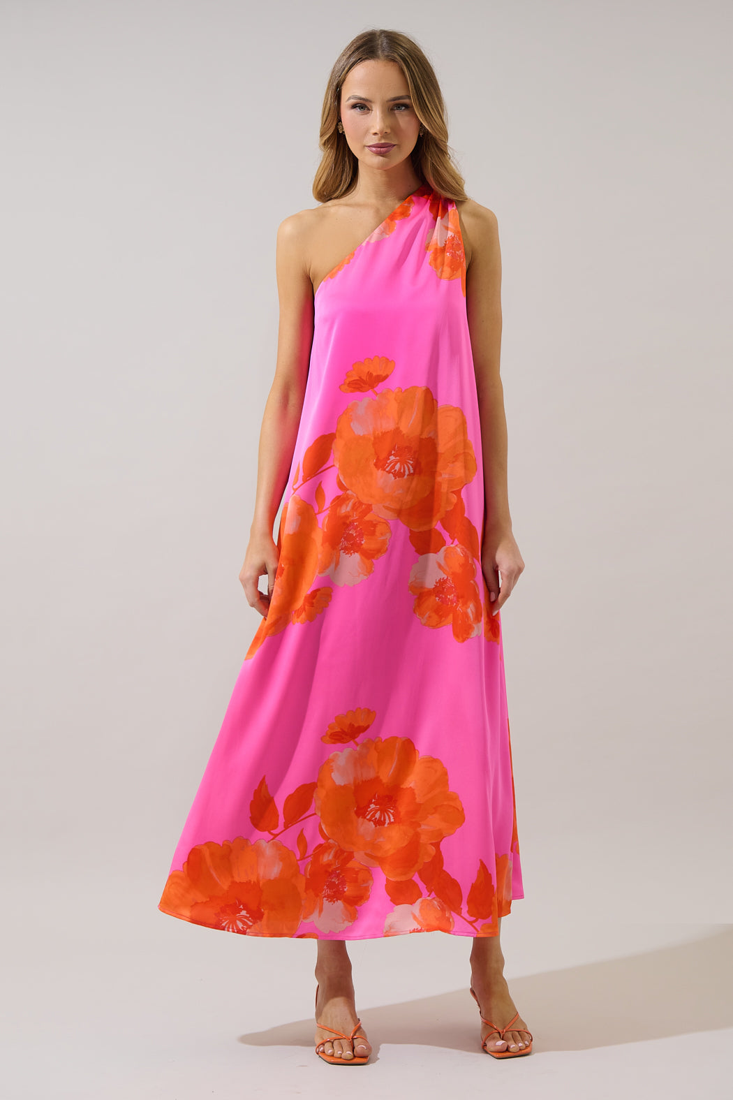 Glena Floral One Shoulder Maxi Dress GREEN-BLUES / XS by Sugarlips Glena Floral One Shoulder Maxi Dress GREEN-BLUES / XS by Sugarlips