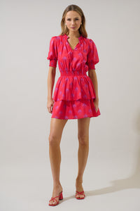 Delmas Floral Rai Ruffle Mini Dress