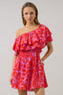 Rania Floral Audra Ruffle One Shoulder Mini Dress