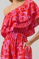 Rania Floral Audra Ruffle One Shoulder Mini Dress