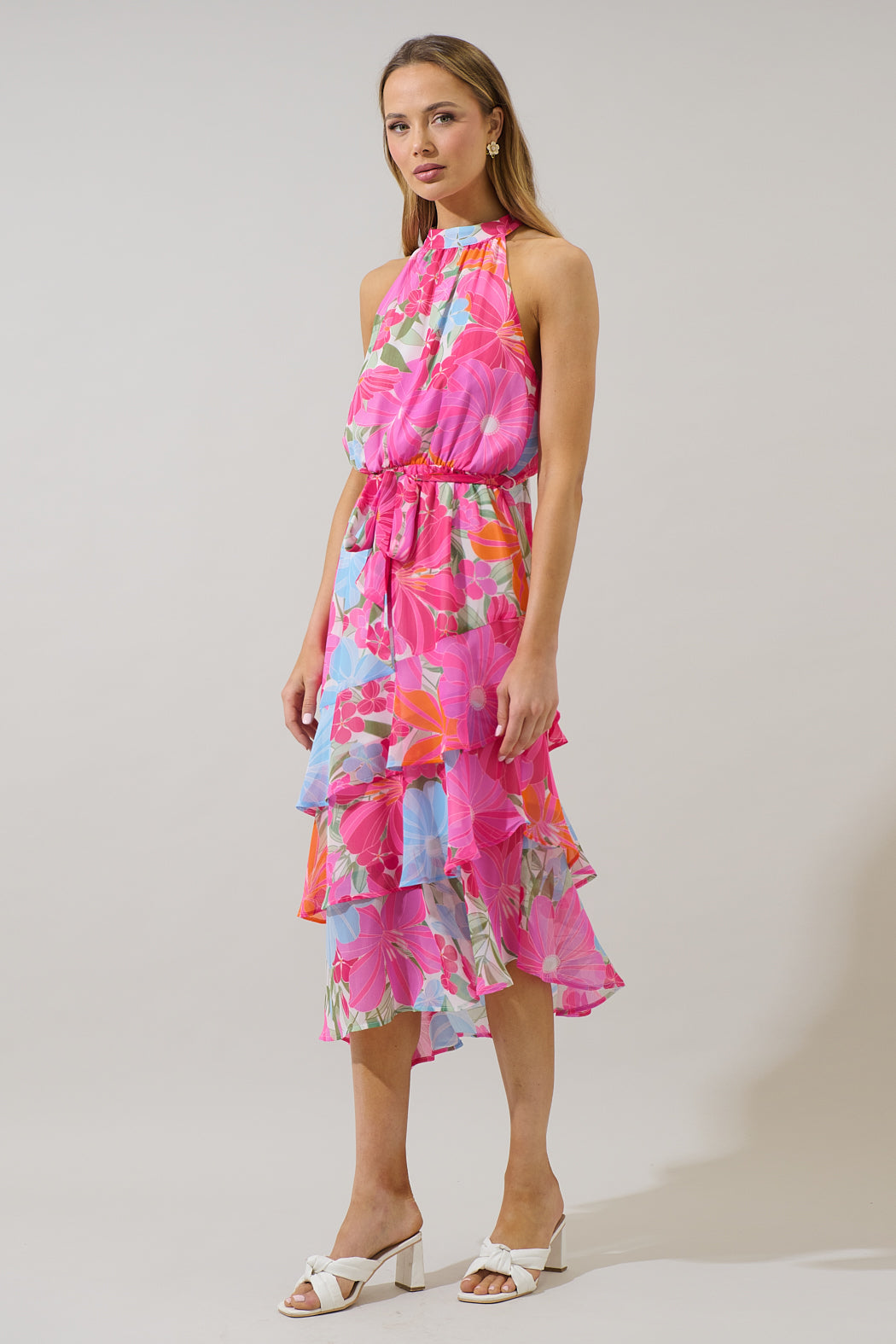 calista midi dress Calista Floral Ivone Ruffle Midi Dress