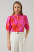 Aurea Floral Blossom Smocked Mock Neck Top