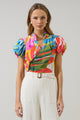Breezy Palms Poly Smocked Top