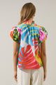 Breezy Palms Poly Smocked Top