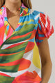 Breezy Palms Poly Smocked Top
