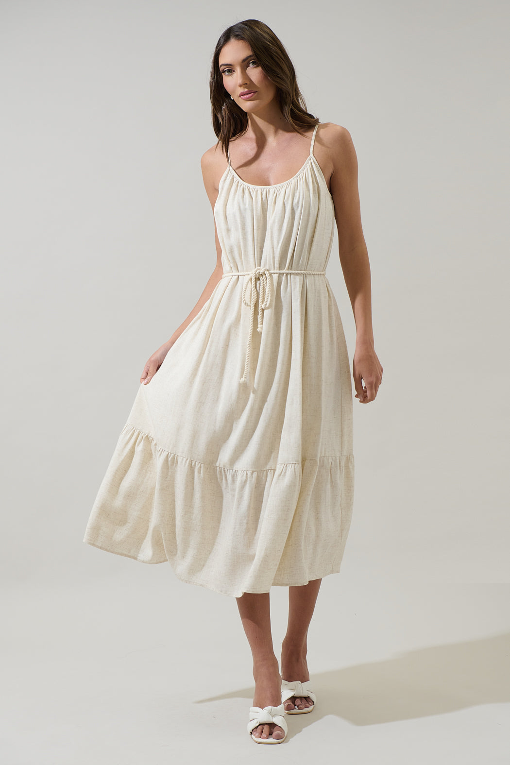 linen scoop neck dress Linen Scoop-Neck Shift Dress