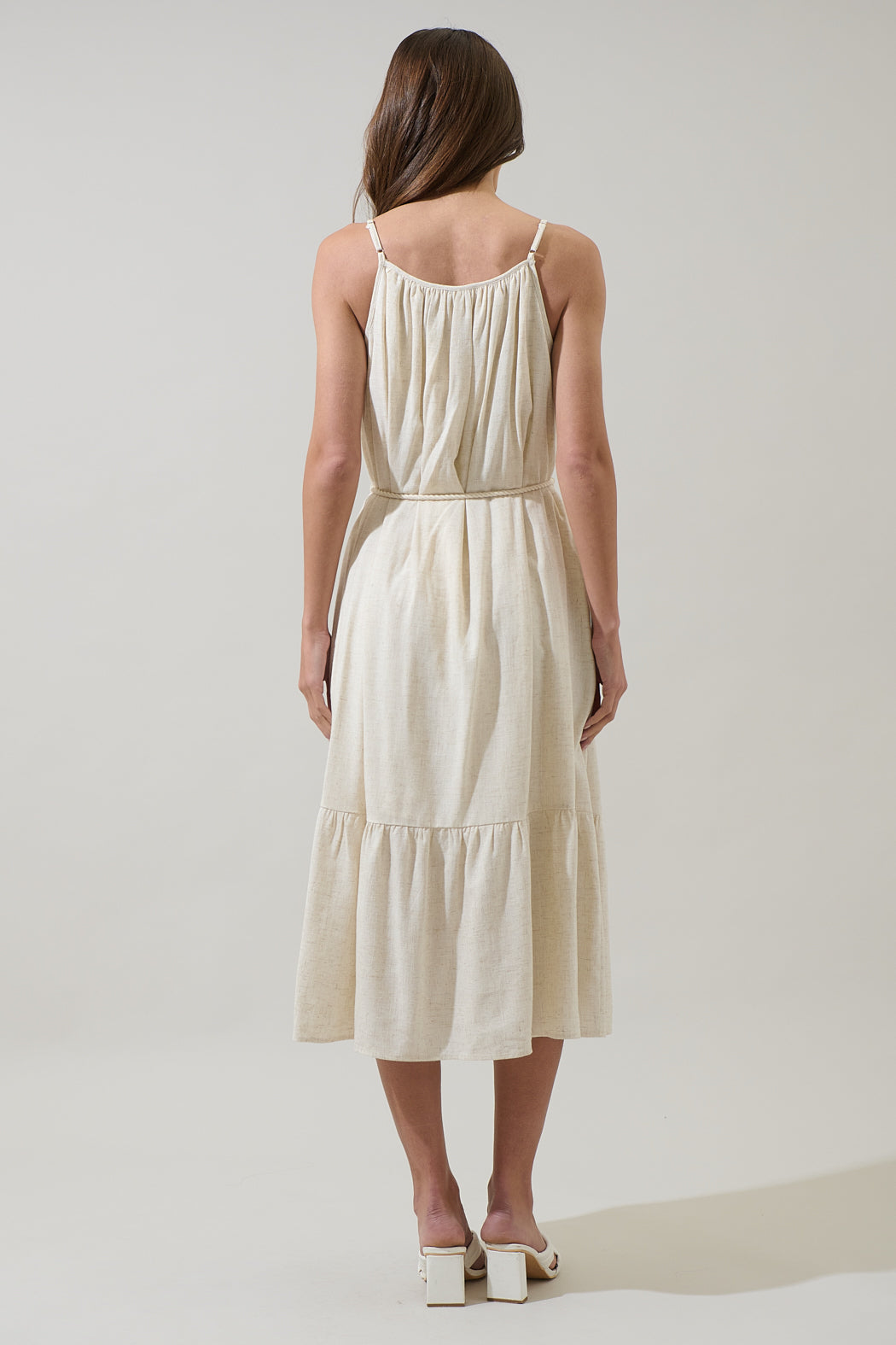 Tamia Linen Scoop Neck Midi Dress NATURAL / M