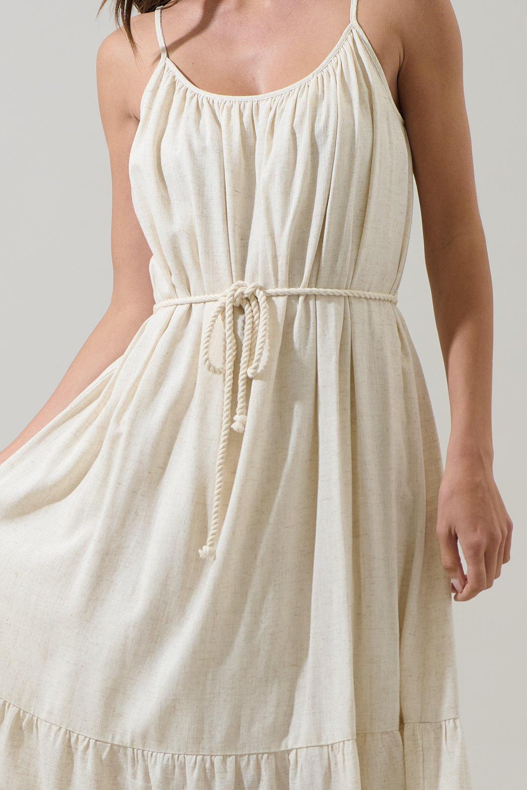 Tamia Linen Scoop Neck Midi Dress NATURAL / M by Sugarlips Tamia Linen Scoop Neck Midi Dress NATURAL / M by Sugarlips