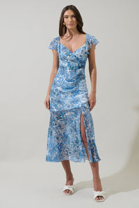 Tierra Floral Nadia Ruched Midi Dress