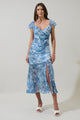 Tierra Floral Nadia Ruched Midi Dress