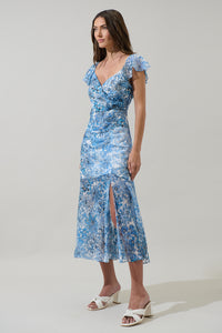 Tierra Floral Nadia Ruched Midi Dress