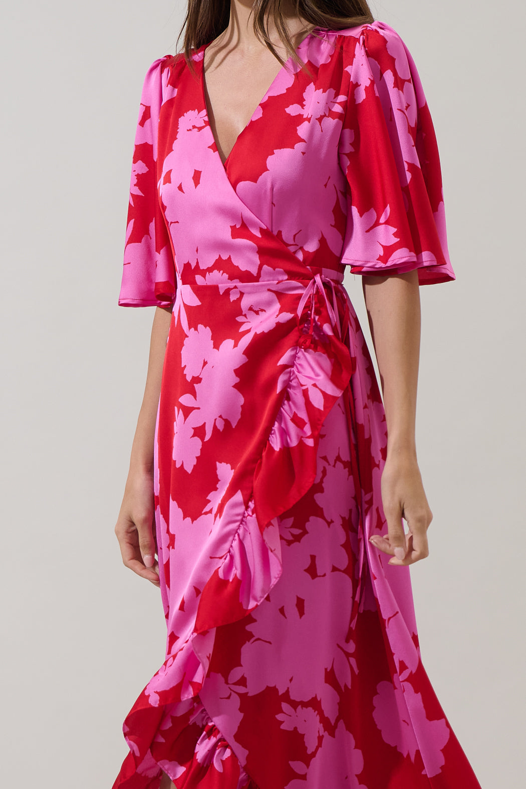 Burning Love Abelia Hi-Low Maxi Wrap Dress CHERRY-PINK / XS by Sugarlips Burning Love Abelia Hi-Low Maxi Wrap Dress CHERRY-PINK / XS by Sugarlips
