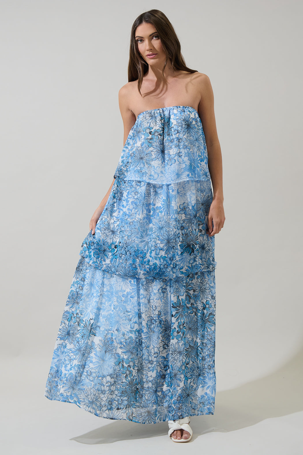 Sugarlips Women's Tierra Floral Briary Strapless Dress - Blue - Casual Dresses Sugarlips Women's Tierra Floral Briary Strapless Dress - Blue - Casual Dresses
