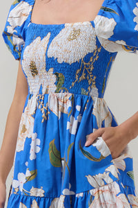 Roswell Floral Romiel Smocked Mini Dress