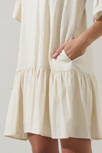 Annet Linen Shift Mini Dress