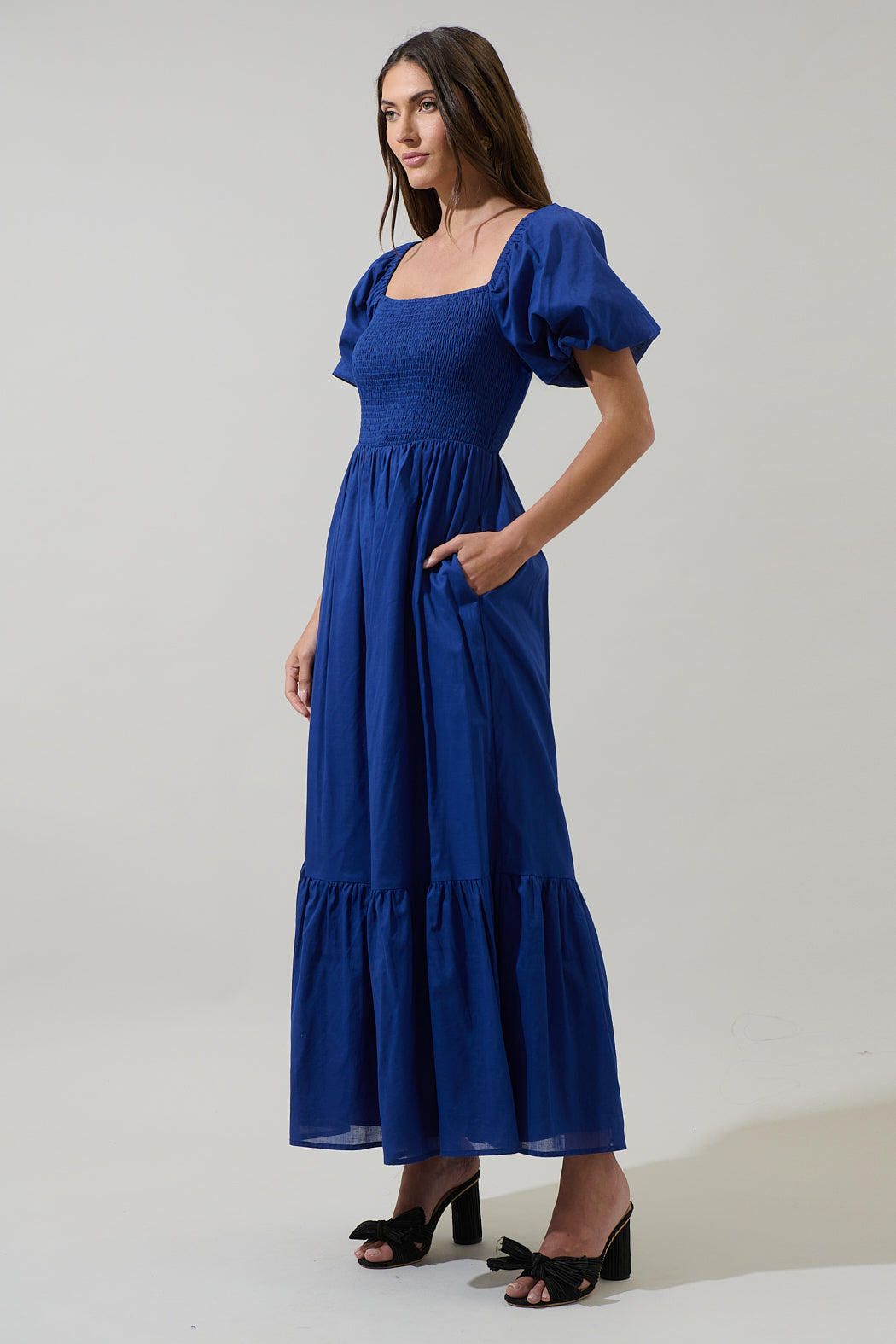 Bluebell Smocked Maxi Dress NAVY / S by Sugarlips Bluebell Smocked Maxi Dress NAVY / S by Sugarlips