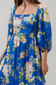Solary Floral Amaretto Puff Sleeve Midi Dress