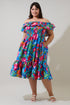 Naima Floral Off the Shoulder Smocked Midi Dress Curve