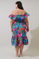 Naima Floral Off the Shoulder Smocked Midi Dress Curve