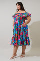 Naima Floral Off the Shoulder Smocked Midi Dress Curve
