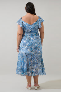 Tierra Floral Nadia Ruched Midi Dress Curve