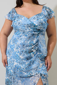 Tierra Floral Nadia Ruched Midi Dress Curve