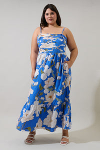 Roswell Floral Sima Pleated Maxi Dress Curve