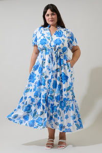 Samian Floral Kissa Button Down Maxi Dress Curve