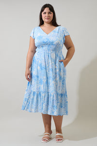 Seraphina Floral Maye Smocked Midi Dress Curve