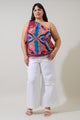 Reyan Abstract Trinity Trio One Shoulder Top Curve