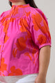 Aurea Floral Blossom Smocked Mock Neck Top Curve