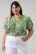 Irenan Leaf Gily Puff Sleeve Top Curve