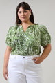 Irenan Leaf Gily Puff Sleeve Top Curve