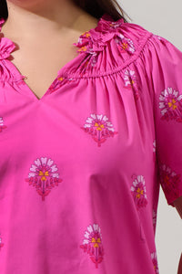 Scarlett Floral Darthy Smocked Top Curve