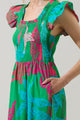 Meig Tropical Giza Glare Smock Tiered Midi Dress